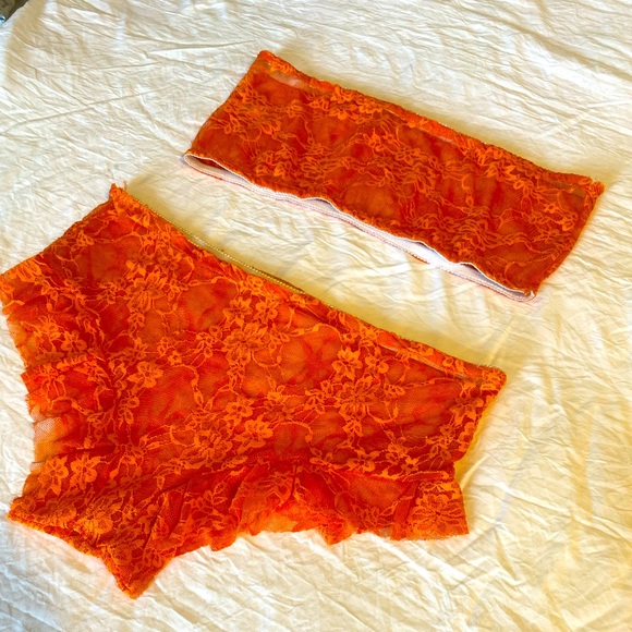 Amazon Other - Two piece peach color lace lingerie set Size L. Never worn.